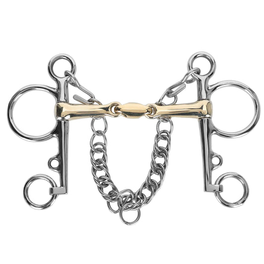 EVTSCAN Horse Bits Snaffle Stainless Steel Pelham Bit Accessory with Jointed Silicon Brass Connector Horse Riding Accessory for Equestrian Beginner (5inch Mouth)