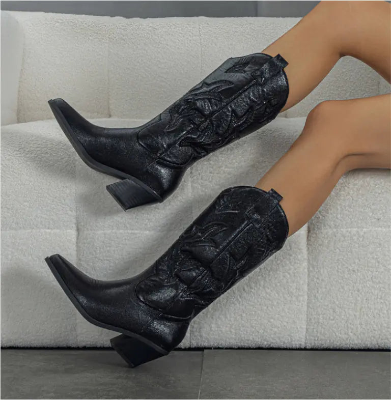 2023 Embroidered Western Ankle Boots