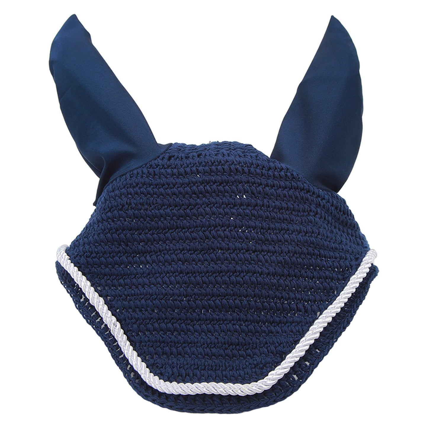 Navy Blue Hand-Crocheted Horse Ear Net