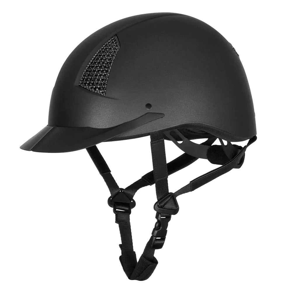 TuffRider Starter Equestrian Horse Riding Helmet with Carbon Fiber Print Grill-Black-Large