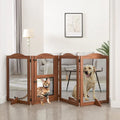 beeNbkks Freestanding Pet Gate with Cat Door Walk Through Retractable up to 87 Dog Cat Small Animal Gates for The House Doorways Stairs Metal Mesh Wooden Indoor Pet Barrier with Support Feet