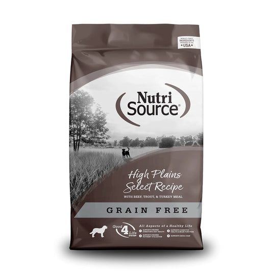 NutriSource High Plains Select Grain-Free Dog Food Made with Beef, Trout and Turkey Meal 15LB Dry Dog Food