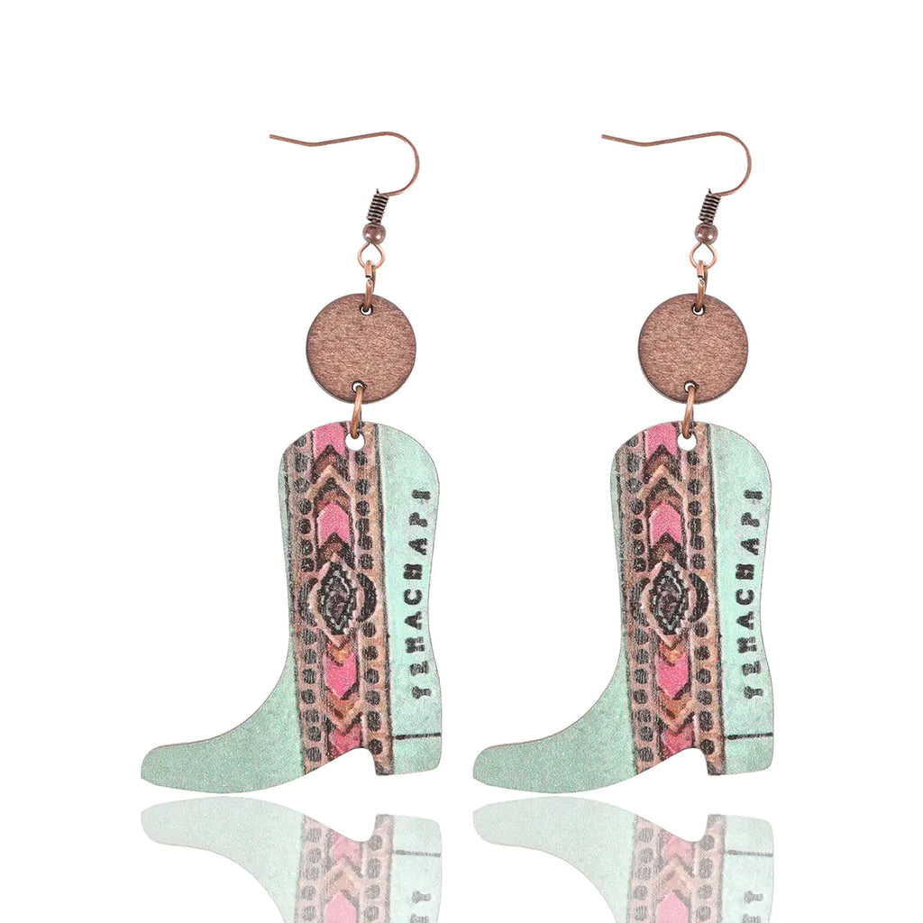 Vintage Floral Wood Earrings