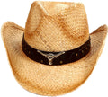 Western Straw Charm Cowboy Hat with Button Band