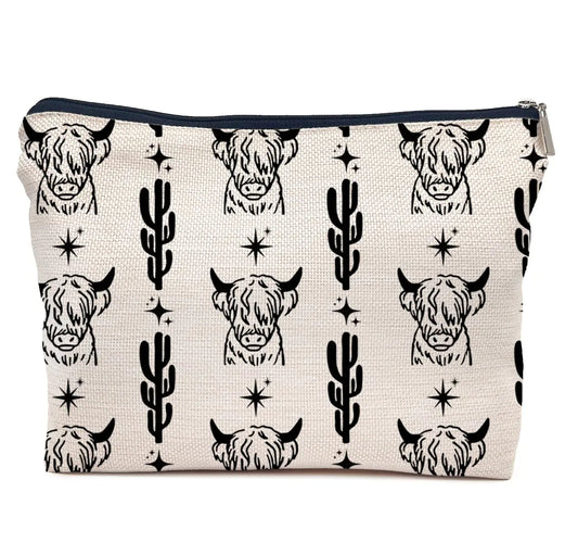 Western Highland Cosmetic Pouch - Cowgirl Makeup Organizer
