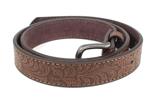 Kids' Western Leather Belt with Removable Buckle - Brown XS