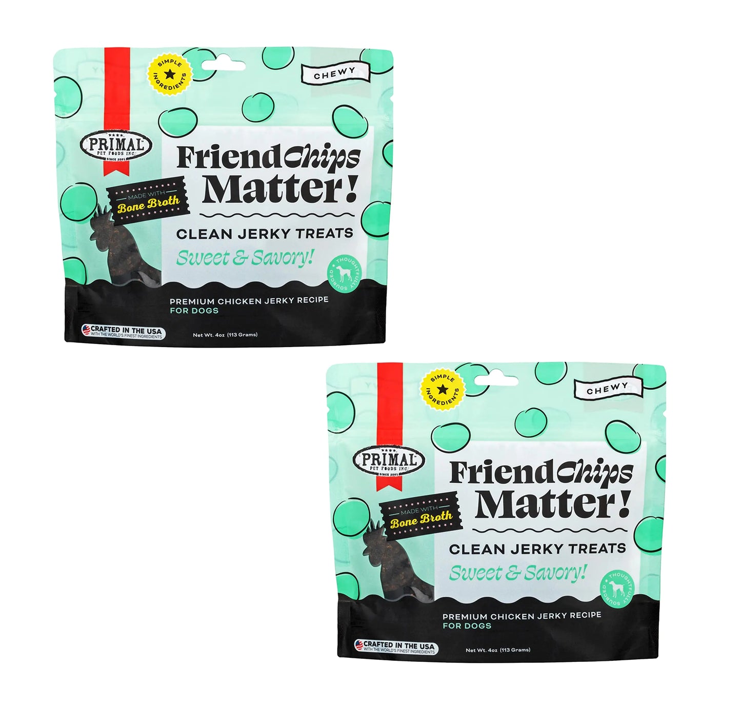 Primal Chicken Broth Jerky Treats for Dogs (2-Pack)