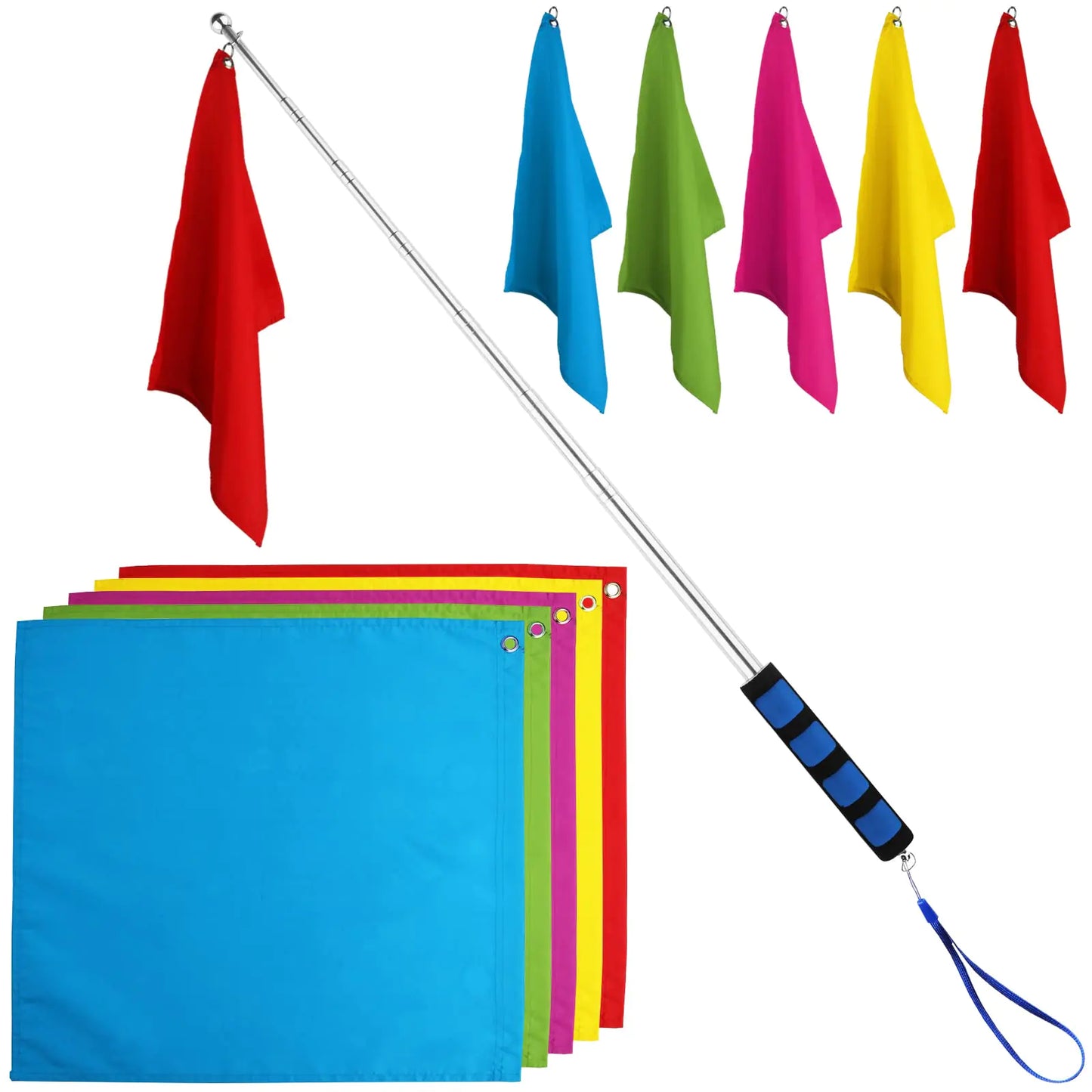 5PC Horse Training & Tour Guide Flags with Telescopic Pole