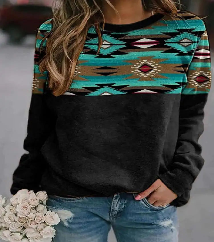 Vintage Geo-Print Ladies' Sweatshirt