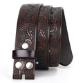 JASGOOD Men's Western Leather Belt Strap with Engraved Long Horn Bull