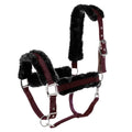 Equinavia Valkyrie Soft Ultra Fleece Padded Adjustable Breakaway Horse Halter - Wine Red/Black - Warmblood
