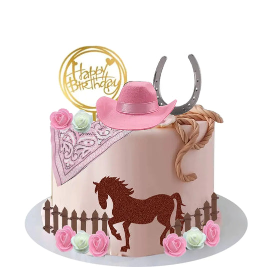 Western Cowgirl Horse Cake Topper
