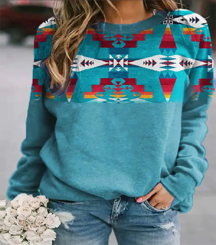 Vintage Geo-Print Ladies' Sweatshirt
