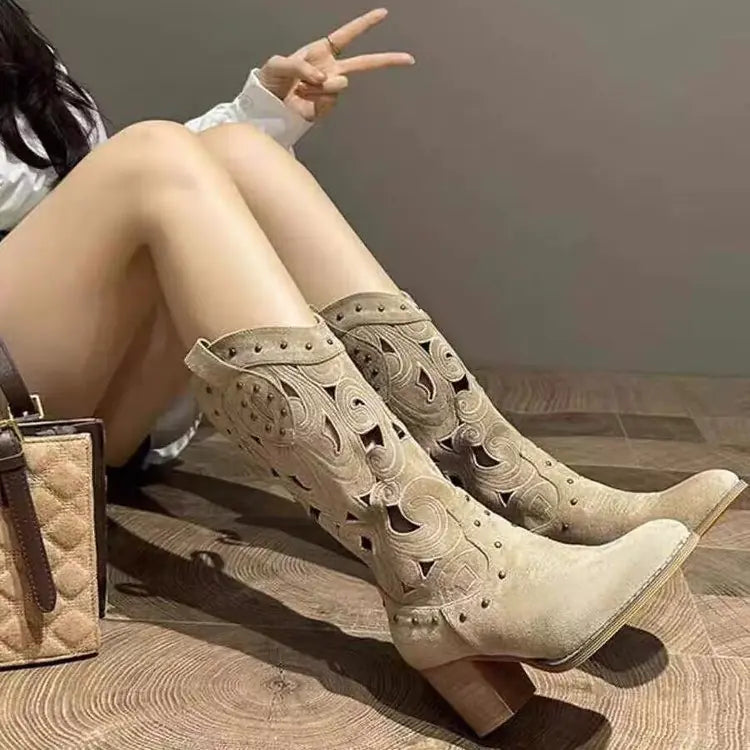 Embroidered Western Heel Boots