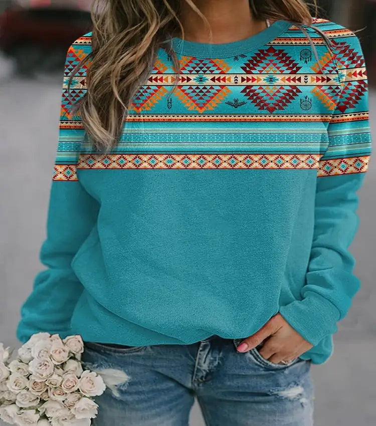 Vintage Geo-Print Ladies' Sweatshirt