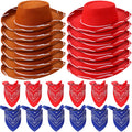 24-Pack Kids Cowboy Hats and Bandanas Set