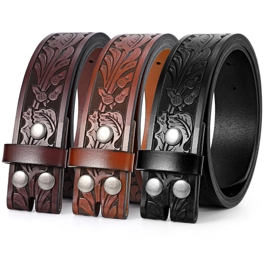 Tri-Color Cowboy Belt Straps - Buckle-Free