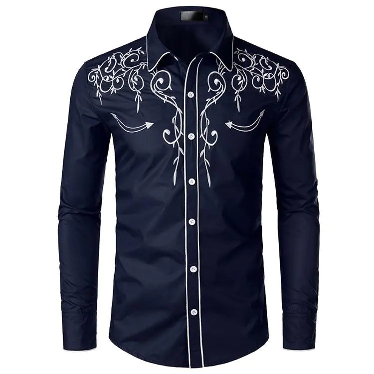 Men's Western Embroidered Casual Shirt