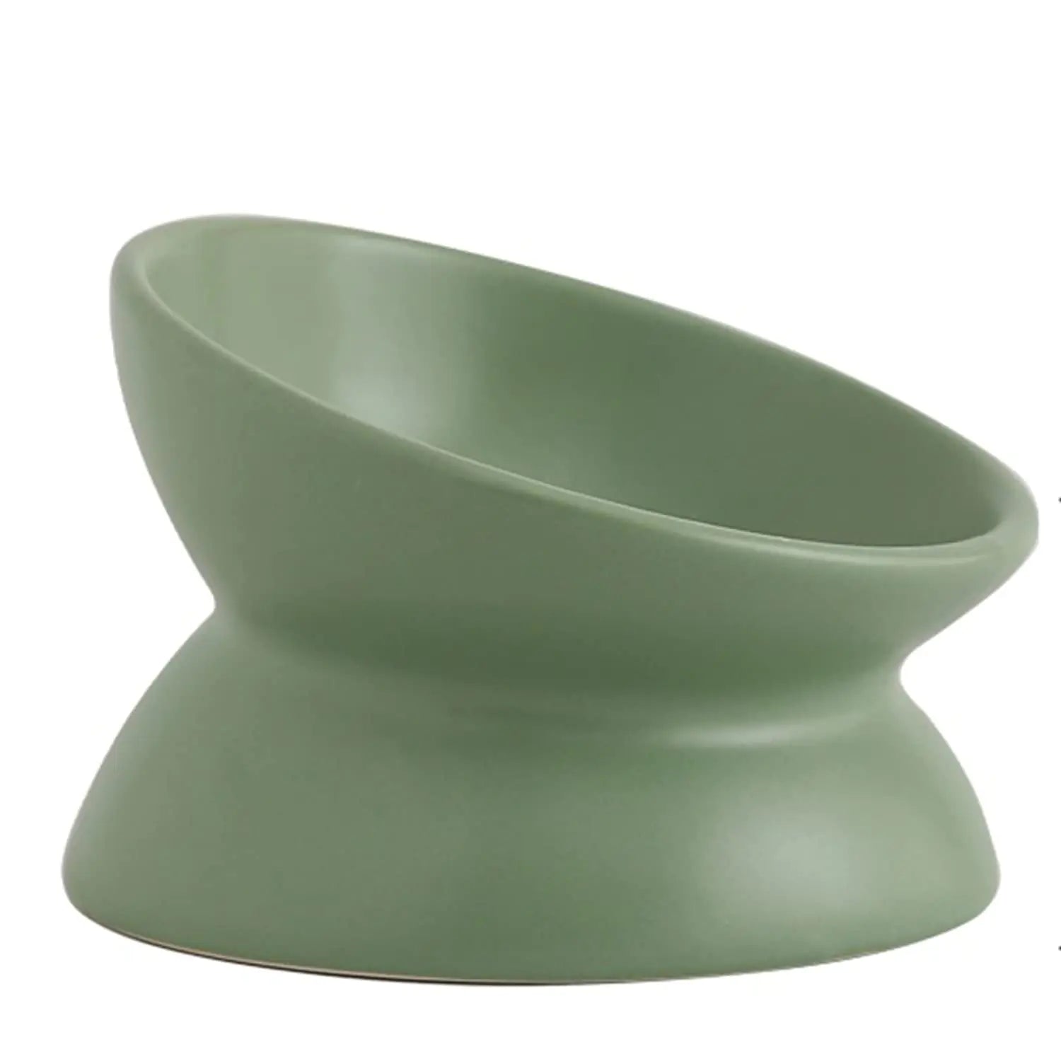 Cat Food Bowls Elevated Tilted Ceramic Cat Food Bowls Elevated Cat Food Bowl Whisker Friendly Anti Vomit & Reduce Neck Burden Raised Cat Bowl for Food and Water (Green)