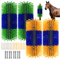 Mofund 4 PC Livestock Scratch Brushes Full Massage Brush Kit with 4 Screws Horse Brush for Grooming Goat Brush Relieve Itching on the Back of Livestock for Horse Cow Goat Cattle Pig Sheep