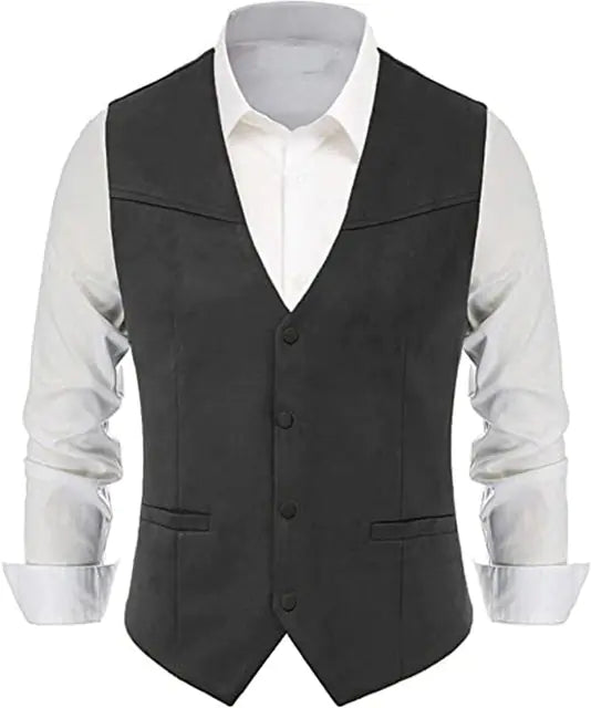 Classic Western Denim Groom Vest