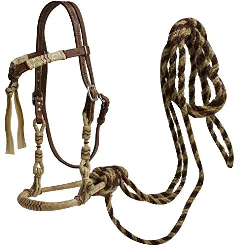 Showman Futurity Knot Headstall w/Rawhide Bosal & Horse Hair Mecate Reins