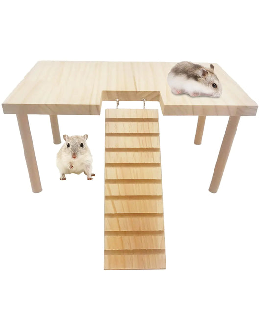 BNOSDM Large Hamster Play Wooden Platform with Ladder