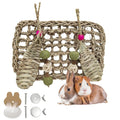 Hamiledyi Rabbit Seagrass Mat Hanging Bunny Chew Toys for Teeth Rabbit Enrichment Activity Mat Small Animal Toys for Guinea Pigs Chinchillas Gerbils Birds