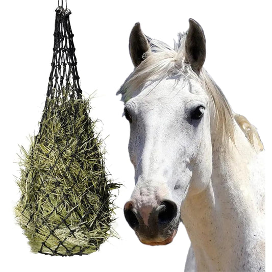Benustra Hay Bags for Horses 40" Length Slow Feeder Hay Nets for Horses Horse Feeder Bag with 2” Slow Feeding Holes Easy Fill Metal Ring for Goats Horse Improve Digestion Reduce Waste Supplies