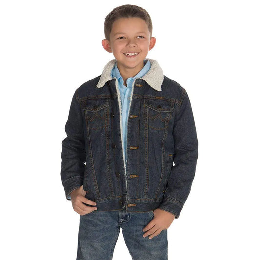 Wrangler Boys Big Western Sherpa-Lined Jacket - Indigo Large