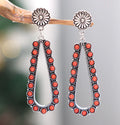 Vintage Teardrop Turquoise Hollow Western Earrings