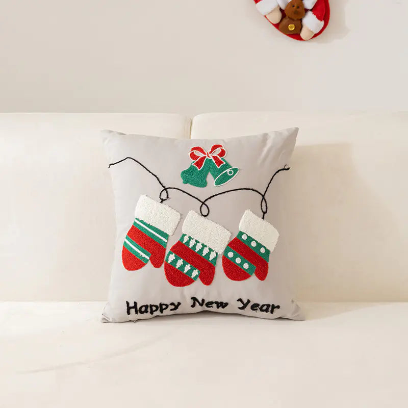 Holiday Embroidered Pillow Cover