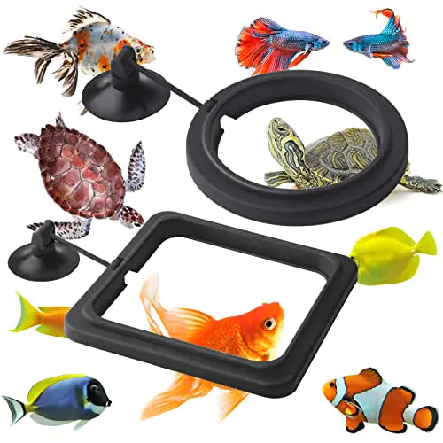 Cobee 2-Piece Fish Feeding Rings for Aquariums - Black