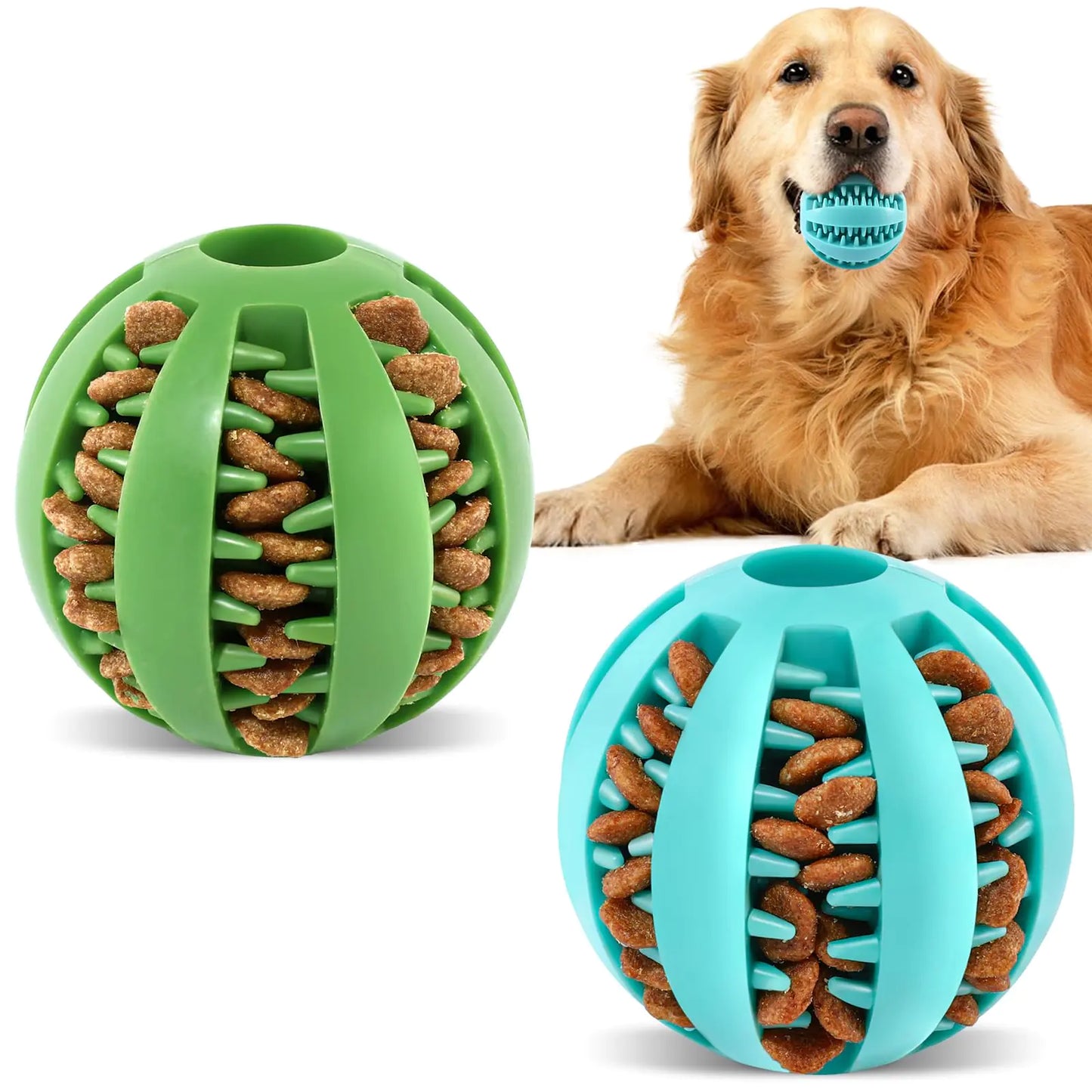 Rubber Treat Puzzle Balls for Dogs - 2 Pack