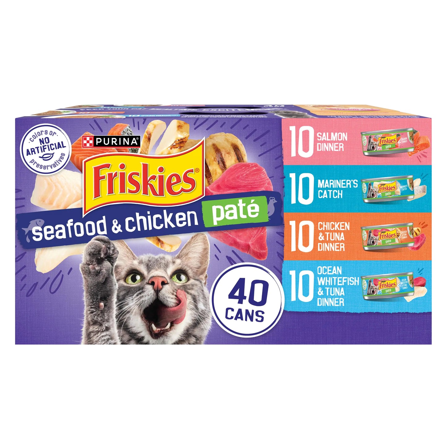 Purina Friskies Pate Wet Cat Food Seafood and Chicken Pate  - (Pack of 40) 5.5 oz. Cans