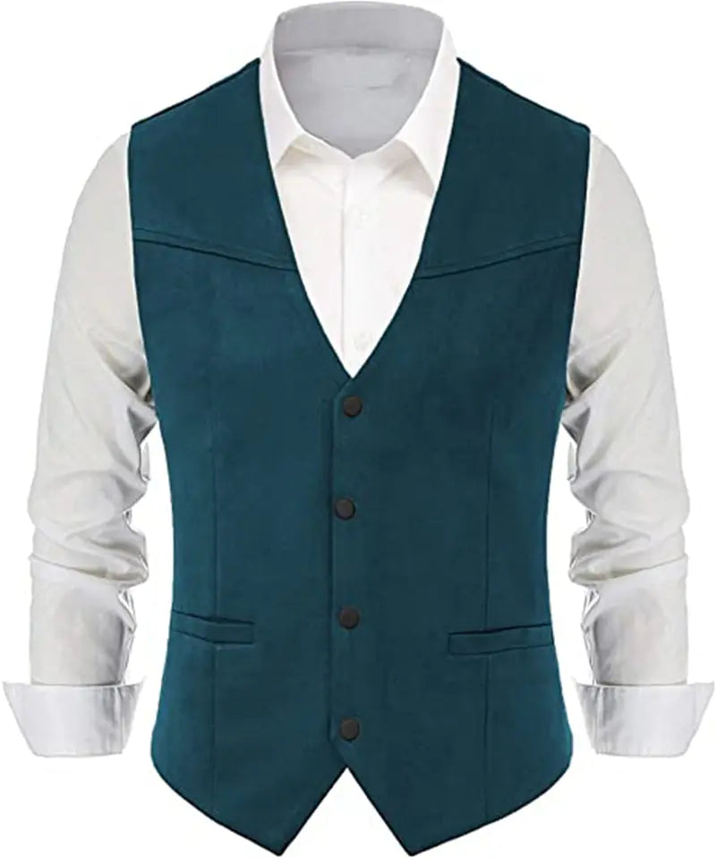 Classic Western Denim Groom Vest