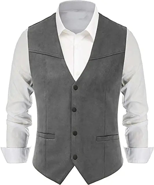 Classic Western Denim Groom Vest