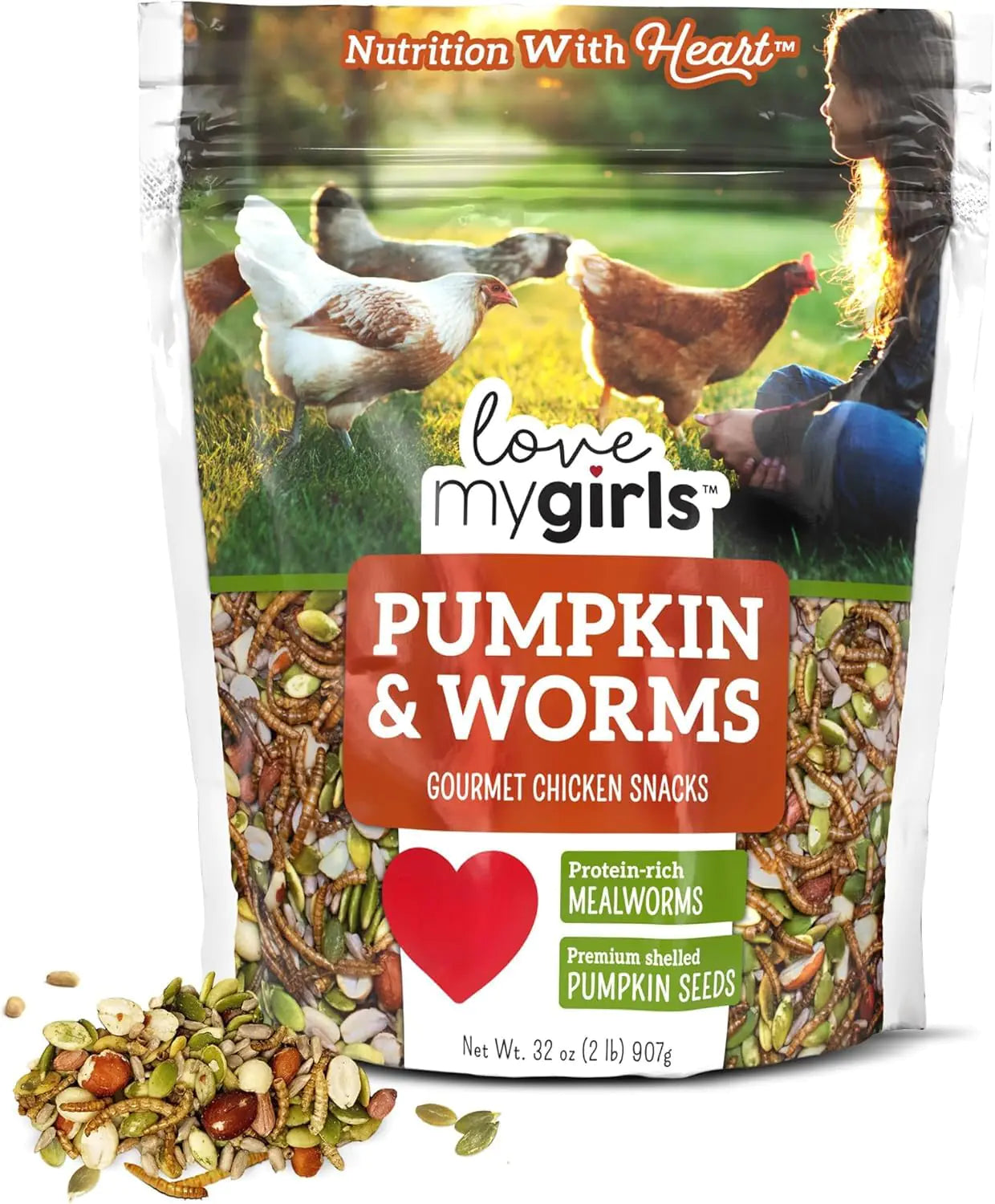 Happy Hen Pumpkin & Worms Mix - 2lb - Protein Rich Treats