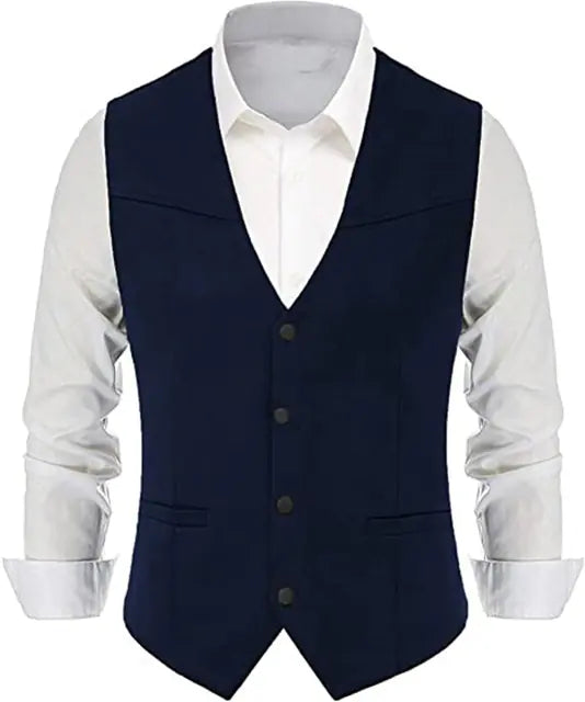 Classic Western Denim Groom Vest
