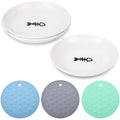 VanEnjoy Ceramic Cat Food Plates: Cat Food Bowl Whisker Friendly Cat Feeding Bowls Shallow Bowl with Non-Slip Mat - Fish