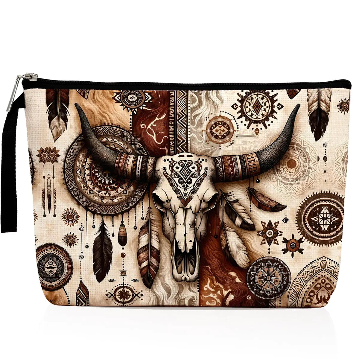 Western Cow Skull Cosmetic Case for Cowgirls