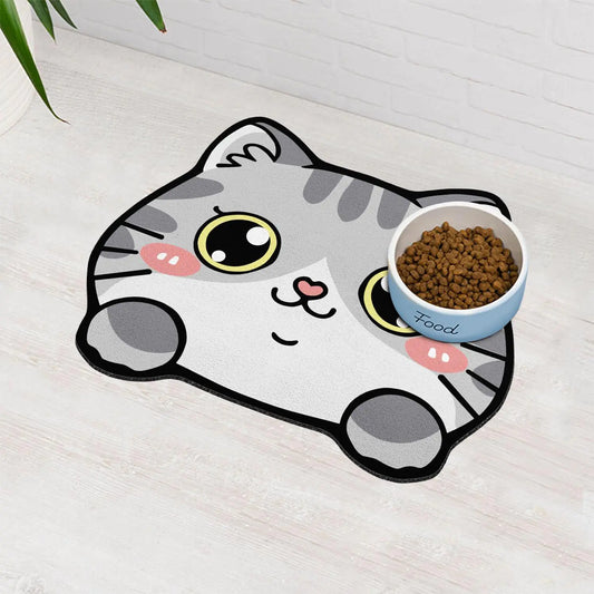 Pet Feeding Mat Cat Food Mats for Indoor Cats Absorbent Cat Feeding Bowl Mat No Stains Easy Clean Cat Food Mat Quick Dry Mat for Cat Food and Water Dispenser Mat Pet Supplies (Grey 19"x15")