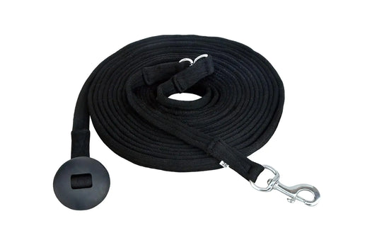 CHALLENGER Horse 36 Long Soft Cotton Web Lunge Line Black  98J01BK-36