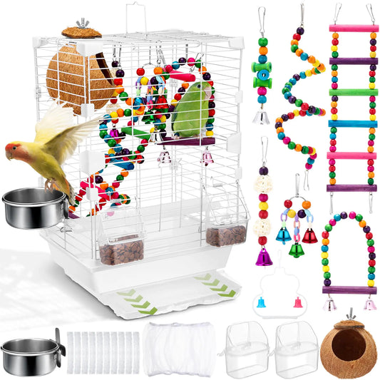 Zhengmy Parrot Essentials Kit with 17.7" Cage and Accessories