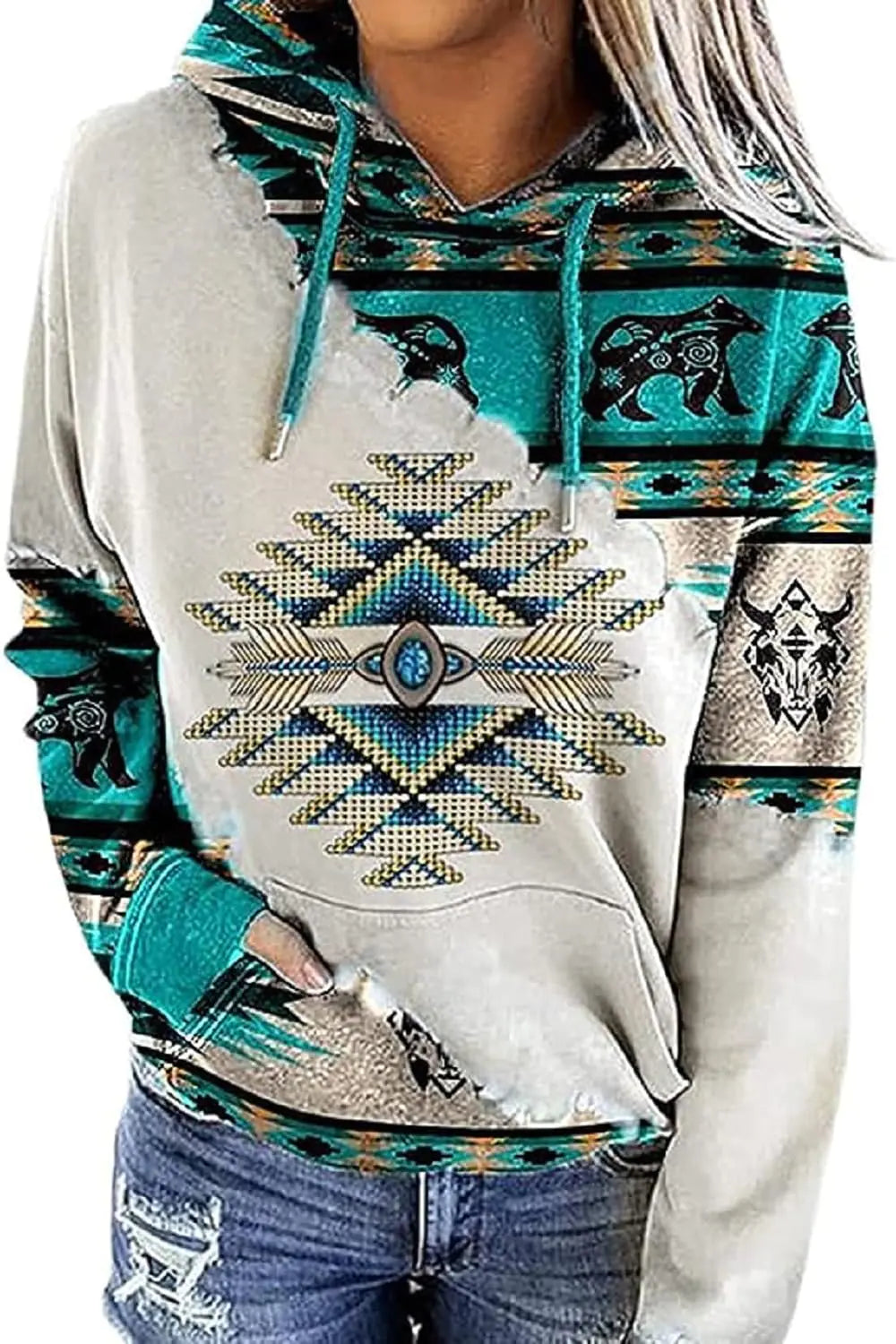 Plus Size Ethnic Graphic Hoodie 2024