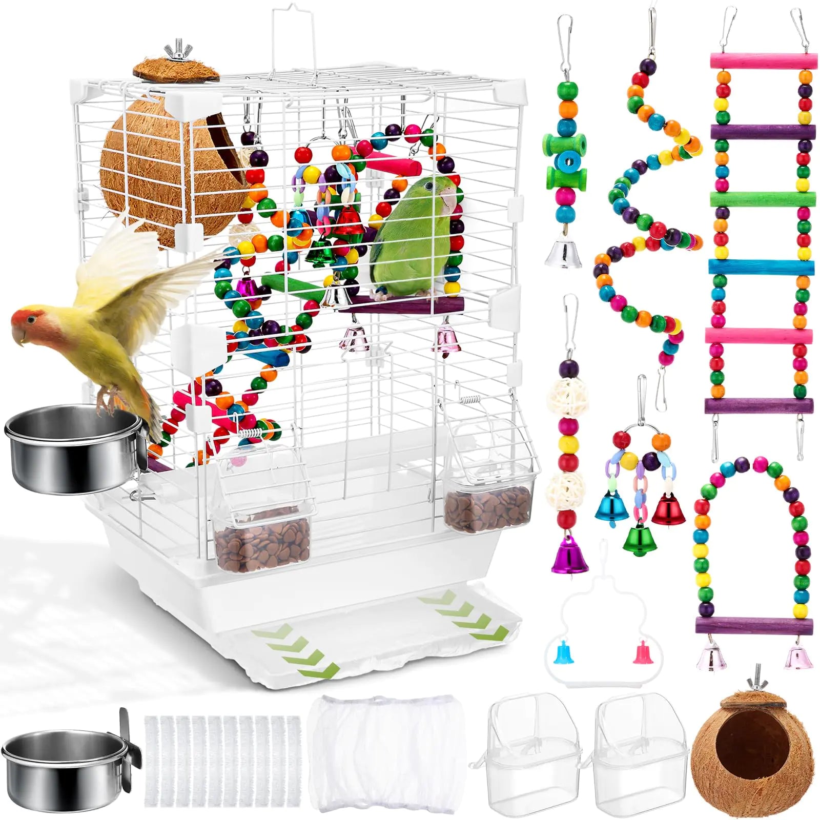 Zhengmy Parrot Essentials Kit with 17.7" Cage and Accessories