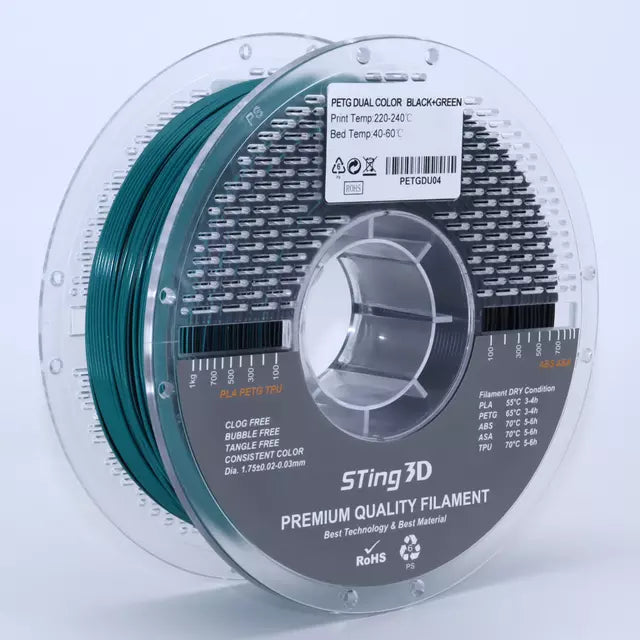 Sting3D PETG Dual Color Filament 1.75mm. 1Kg