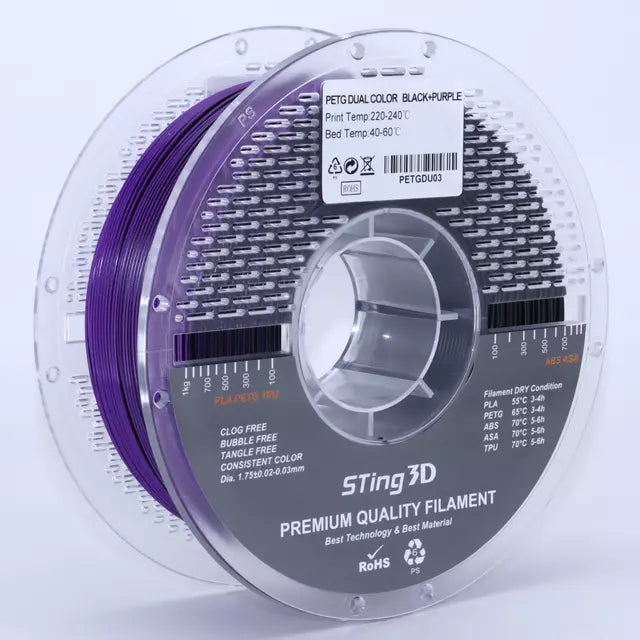 Sting3D PETG Dual Color Filament 1.75mm. 1Kg