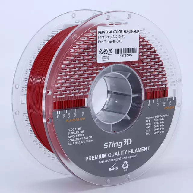 Sting3D PETG Dual Color Filament 1.75mm. 1Kg