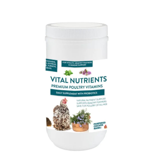 Vital Nutrients: Chicken Vitamins for Feed & Molting Supplement Egg Booster Poultry & Chicken Vitamins - Pampered Chicken Mama (1.5 pounds)